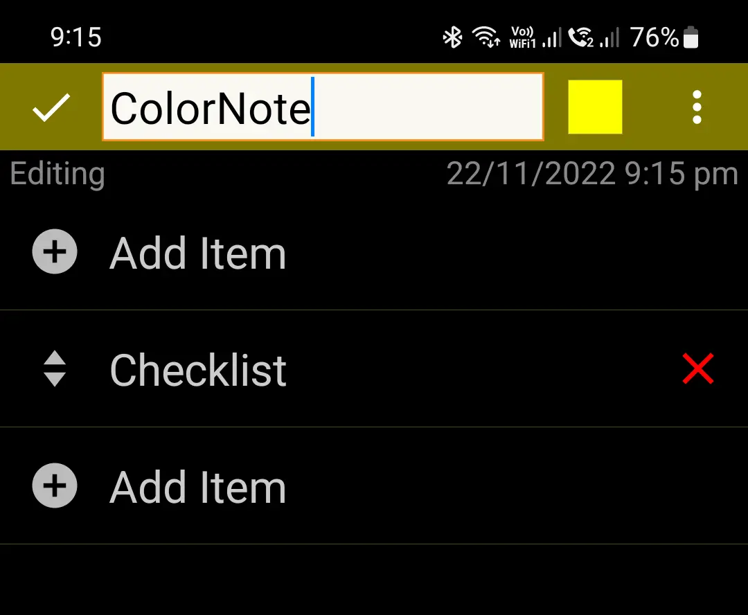 ColorNote Checklist