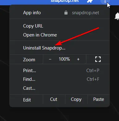 Uninstalling Snapdrop