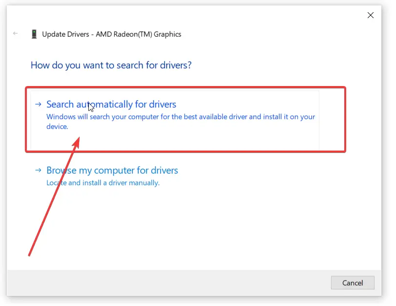 Click on Search Automatically for drivers and update it