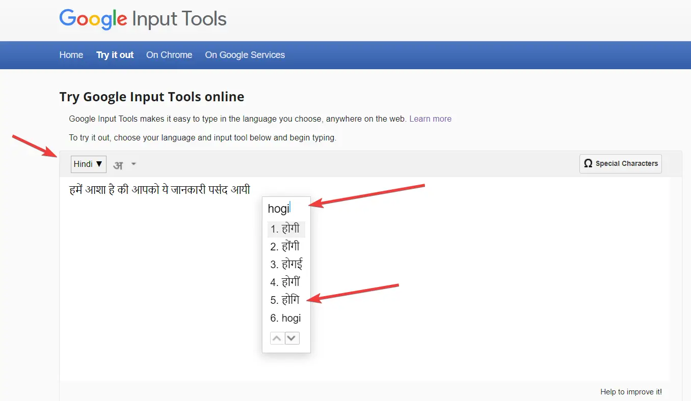 Google Input tools online