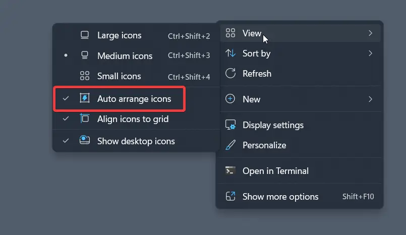 auto arrange icons