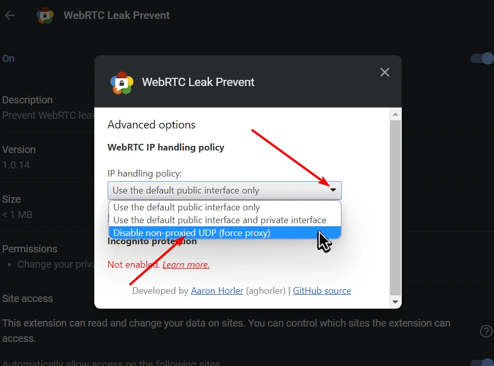 select Disable non proxied UDP force