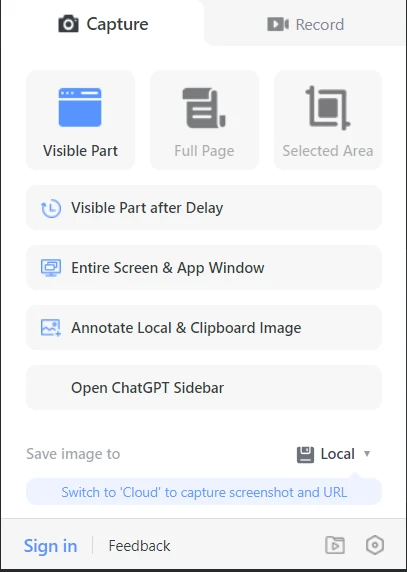 Awesome Screenshot Screen Recorder options