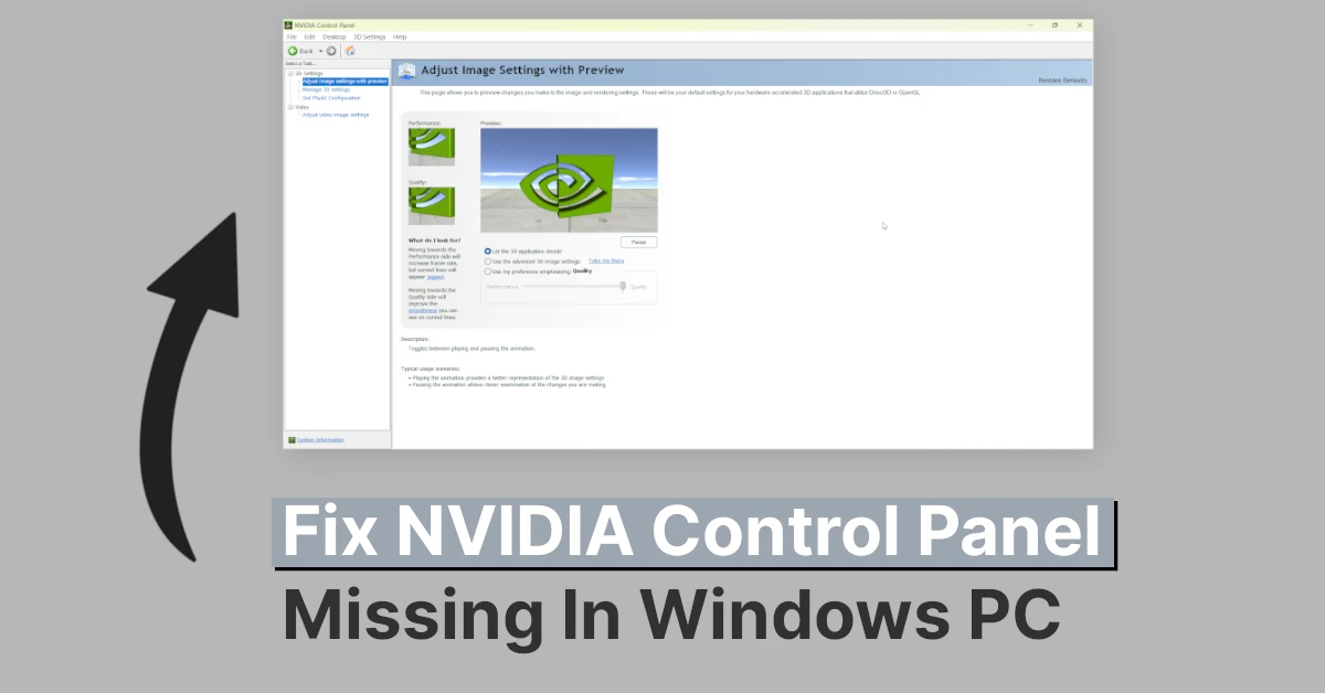 Fix NVIDIA Control Panel Missing In Windows PC