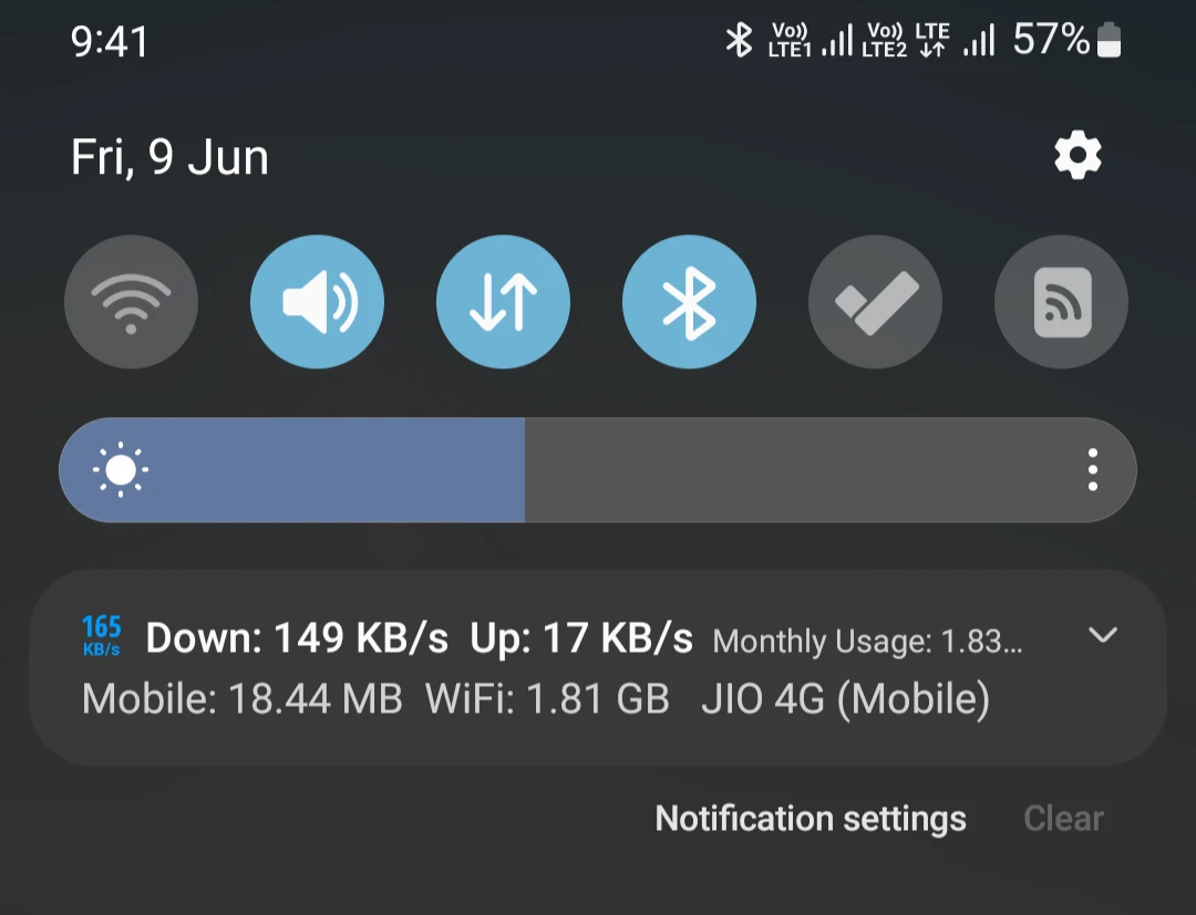 Network Speed in the notification area