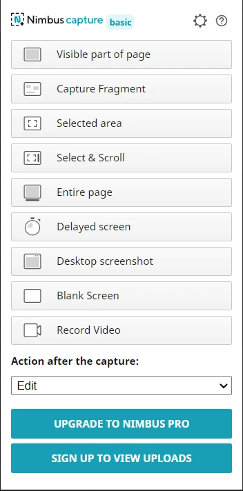 Nimbus Screenshot Screen Video Recorder options
