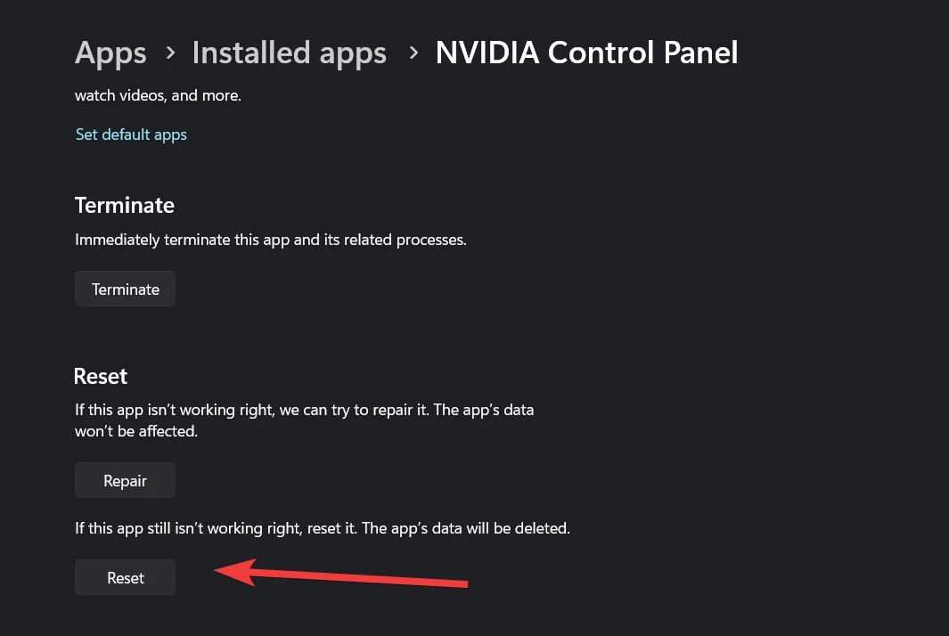 Reset NVIDIA Control Panel
