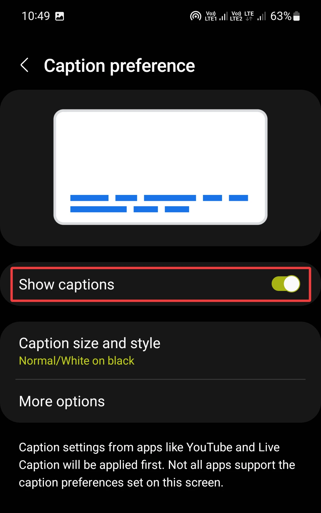 enable captions