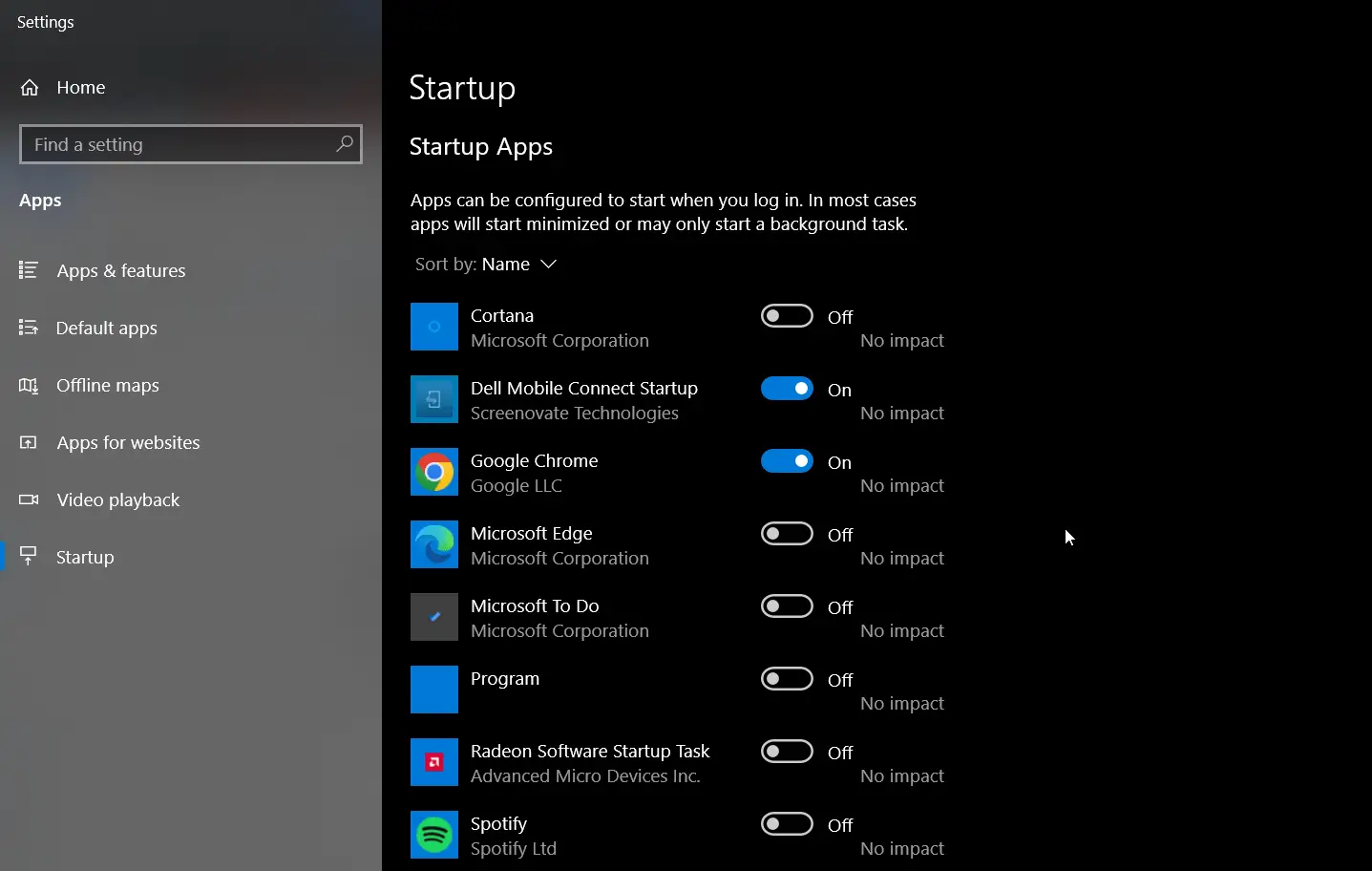 Enable any app from them that you want to run automatically at startup