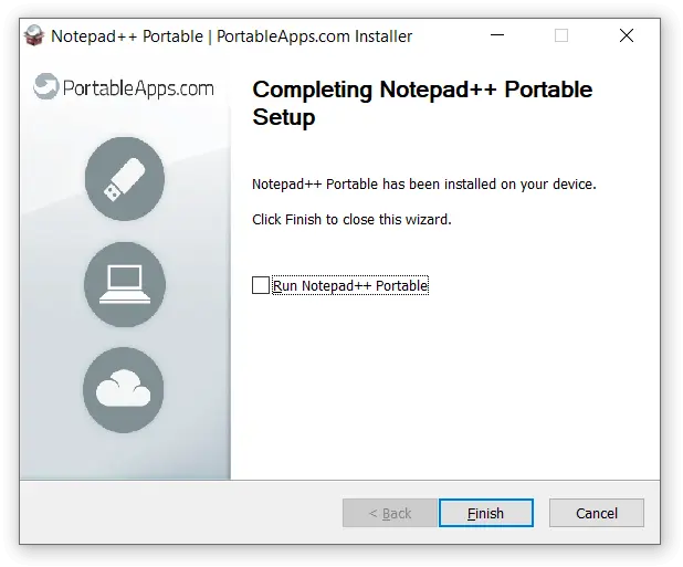 Portable Apps app installing complete