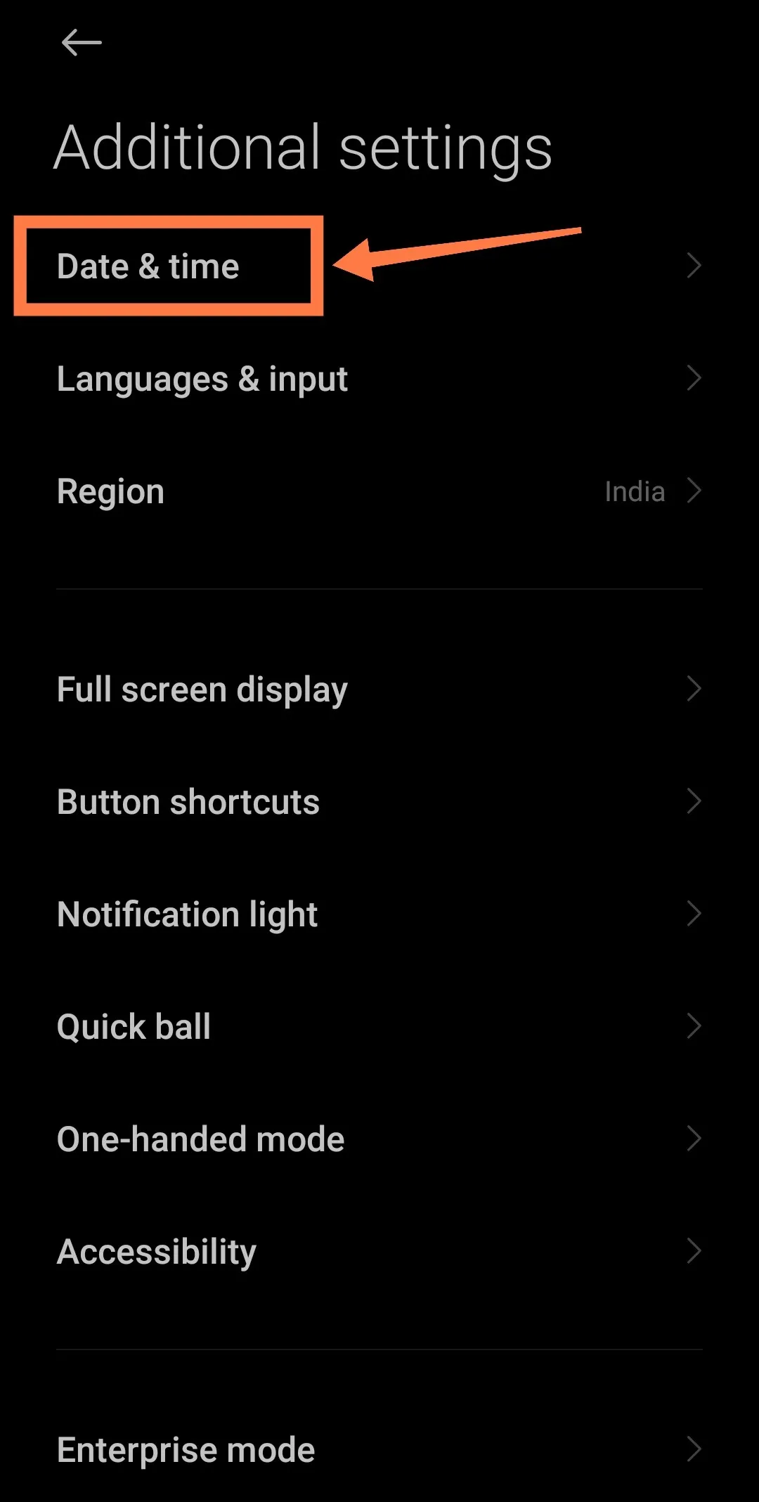 date and time settings